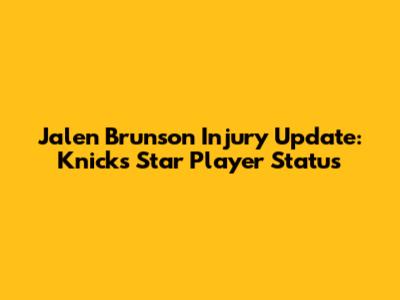 Jalen Brunson Injury Update: Knicks' Star Player Status