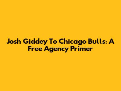 Josh Giddey To Chicago Bulls: A Free Agency Primer