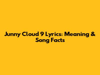 Junny Cloud 9 Lyrics: Meaning & Song Facts