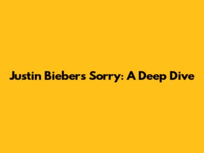 Justin Bieber's "Sorry": A Deep Dive