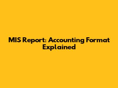 MIS Report: Accounting Format Explained