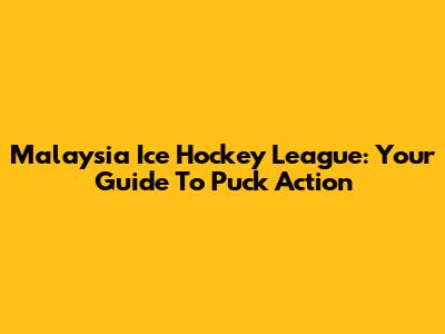 Malaysia Ice Hockey League: Your Guide To Puck Action