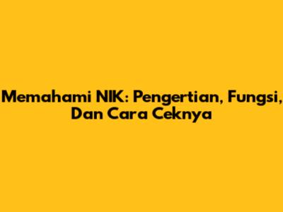 Memahami NIK: Pengertian, Fungsi, Dan Cara Ceknya