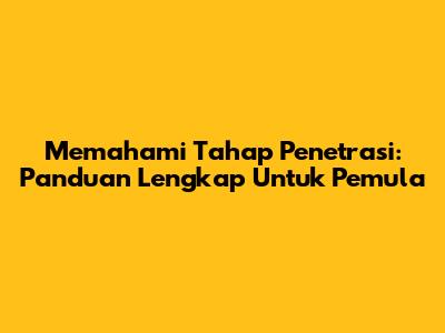 Memahami Tahap Penetrasi: Panduan Lengkap Untuk Pemula
