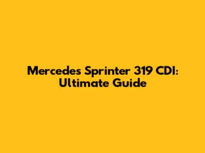 Mercedes Sprinter 319 CDI: Ultimate Guide