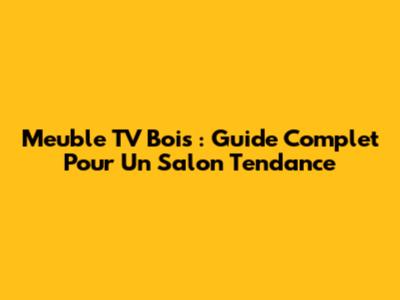 Meuble TV Bois : Guide Complet Pour Un Salon Tendance