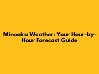 Minooka Weather: Your Hour-by-Hour Forecast Guide