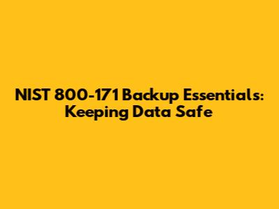 NIST 800-171 Backup Essentials: Keeping Data Safe