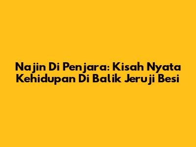 Najin Di Penjara: Kisah Nyata Kehidupan Di Balik Jeruji Besi