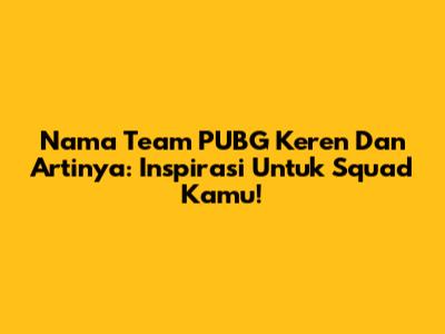 Nama Team PUBG Keren Dan Artinya: Inspirasi Untuk Squad Kamu!