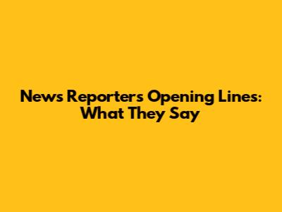 News Reporters' Opening Lines: What They Say
