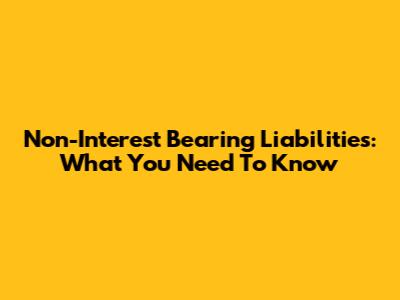 Non-Interest Bearing Liabilities: What You Need To Know