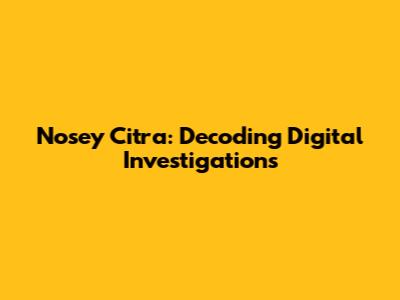 Nosey Citra: Decoding Digital Investigations