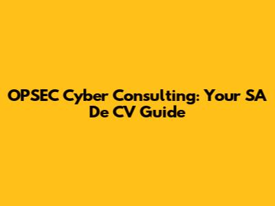 OPSEC Cyber Consulting: Your SA De CV Guide
