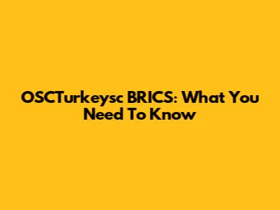 OSCTurkeysc BRICS: What You Need To Know