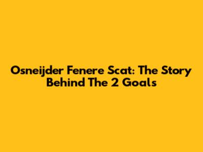 Osneijder Fenere Scat: The Story Behind The 2 Goals