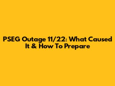 PSEG Outage 11/22: What Caused It & How To Prepare