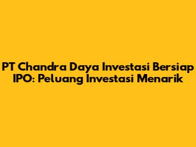 PT Chandra Daya Investasi Bersiap IPO: Peluang Investasi Menarik