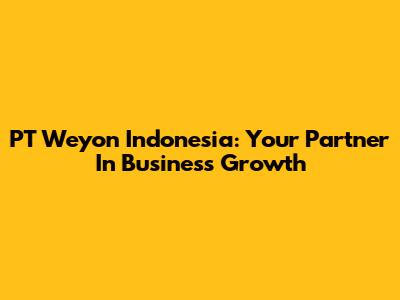 PT Weyon Indonesia: Your Partner In Business Growth