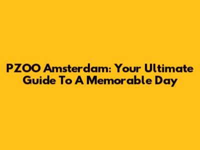 PZOO Amsterdam: Your Ultimate Guide To A Memorable Day