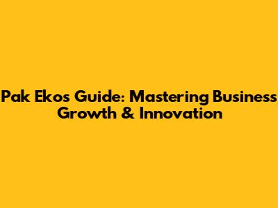 Pak Eko's Guide: Mastering Business Growth & Innovation