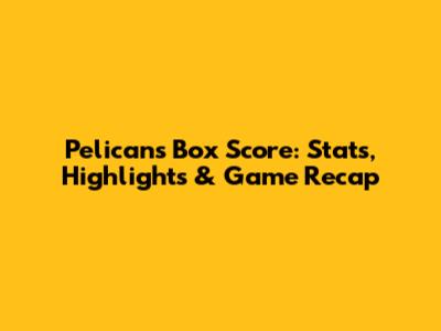 Pelicans Box Score: Stats, Highlights & Game Recap