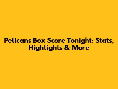Pelicans Box Score Tonight: Stats, Highlights & More