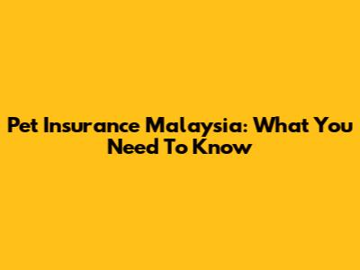Pet Insurance Malaysia: What You Need To Know