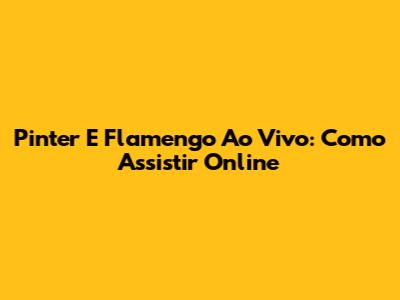 Pinter E Flamengo Ao Vivo: Como Assistir Online