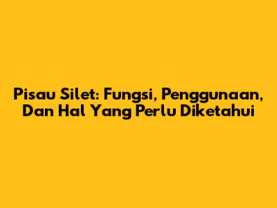 Pisau Silet: Fungsi, Penggunaan, Dan Hal Yang Perlu Diketahui