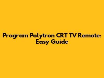 Program Polytron CRT TV Remote: Easy Guide