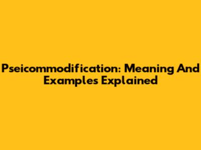Pseicommodification: Meaning And Examples Explained