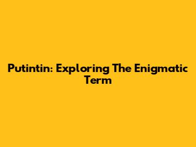 Putintin: Exploring The Enigmatic Term
