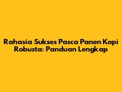 Rahasia Sukses Pasca Panen Kopi Robusta: Panduan Lengkap