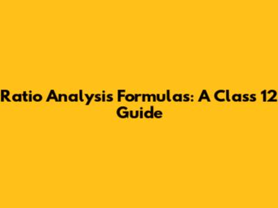 Ratio Analysis Formulas: A Class 12 Guide