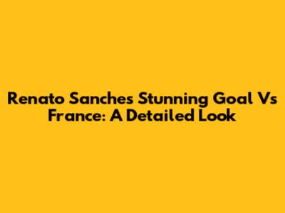 Renato Sanches' Stunning Goal Vs France: A Detailed Look