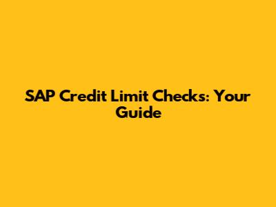 SAP Credit Limit Checks: Your Guide