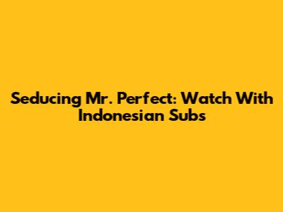 Seducing Mr. Perfect: Watch With Indonesian Subs