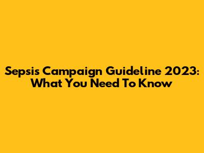 Sepsis Campaign Guideline 2023: What You Need To Know