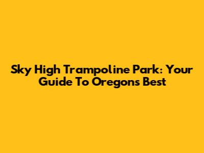 Sky High Trampoline Park: Your Guide To Oregon's Best