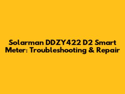 Solarman DDZY422 D2 Smart Meter: Troubleshooting & Repair