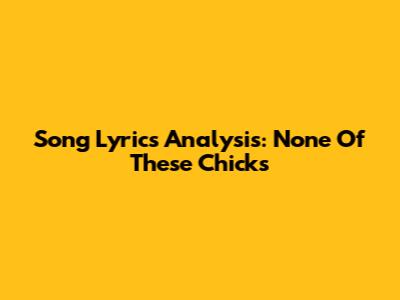 Song Lyrics Analysis: "None Of These Chicks"