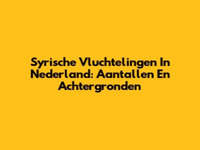 Syrische Vluchtelingen In Nederland: Aantallen En Achtergronden
