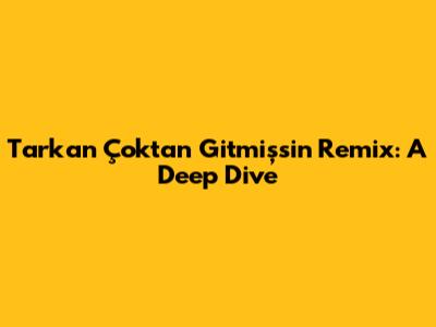 Tarkan Çoktan Gitmişsin Remix: A Deep Dive