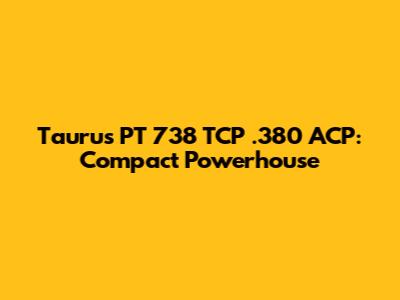 Taurus PT 738 TCP .380 ACP: Compact Powerhouse
