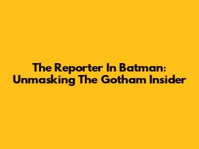 The Reporter In Batman: Unmasking The Gotham Insider
