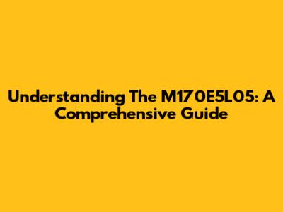 Understanding The M170E5L05: A Comprehensive Guide