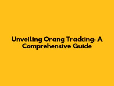 Unveiling Orang Tracking: A Comprehensive Guide