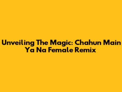 Unveiling The Magic: 'Chahun Main Ya Na' Female Remix