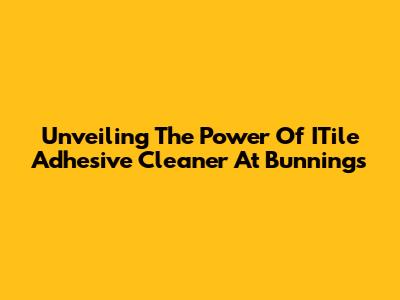 Unveiling The Power Of ITile Adhesive Cleaner At Bunnings